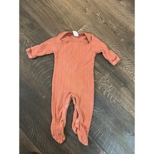 Kate Quinn Ribbed Footie Pajamas 0-3 Months Rust Orange Organic Cotton